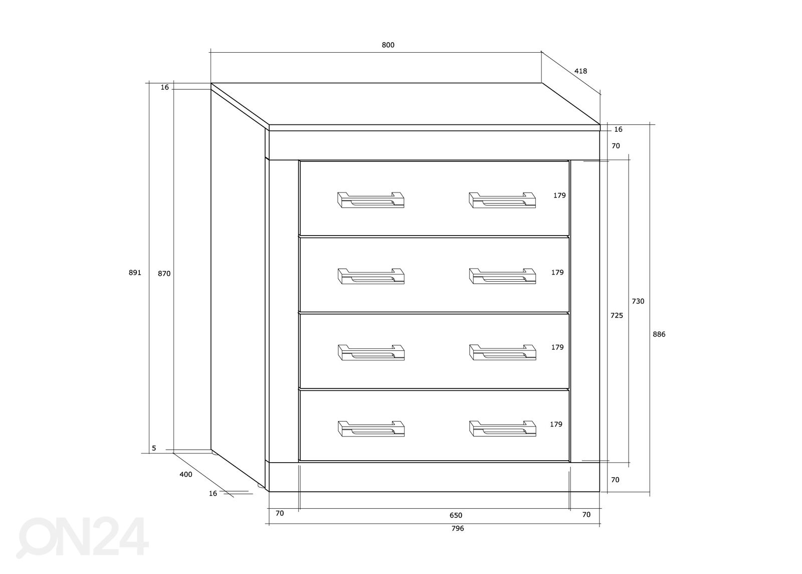 Lipasto Skibbereen 80 cm kuvasuurennos mitat