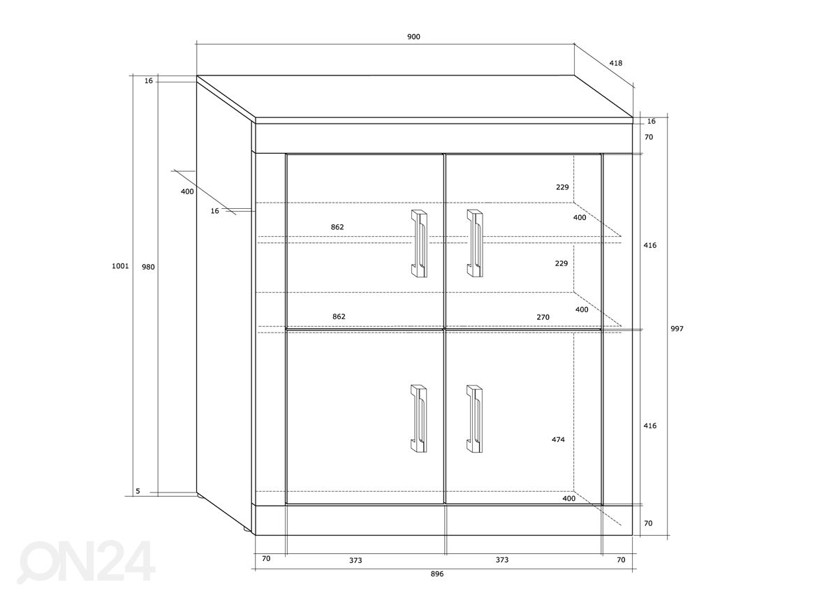 Lipasto Skibbereen 90 cm kuvasuurennos mitat