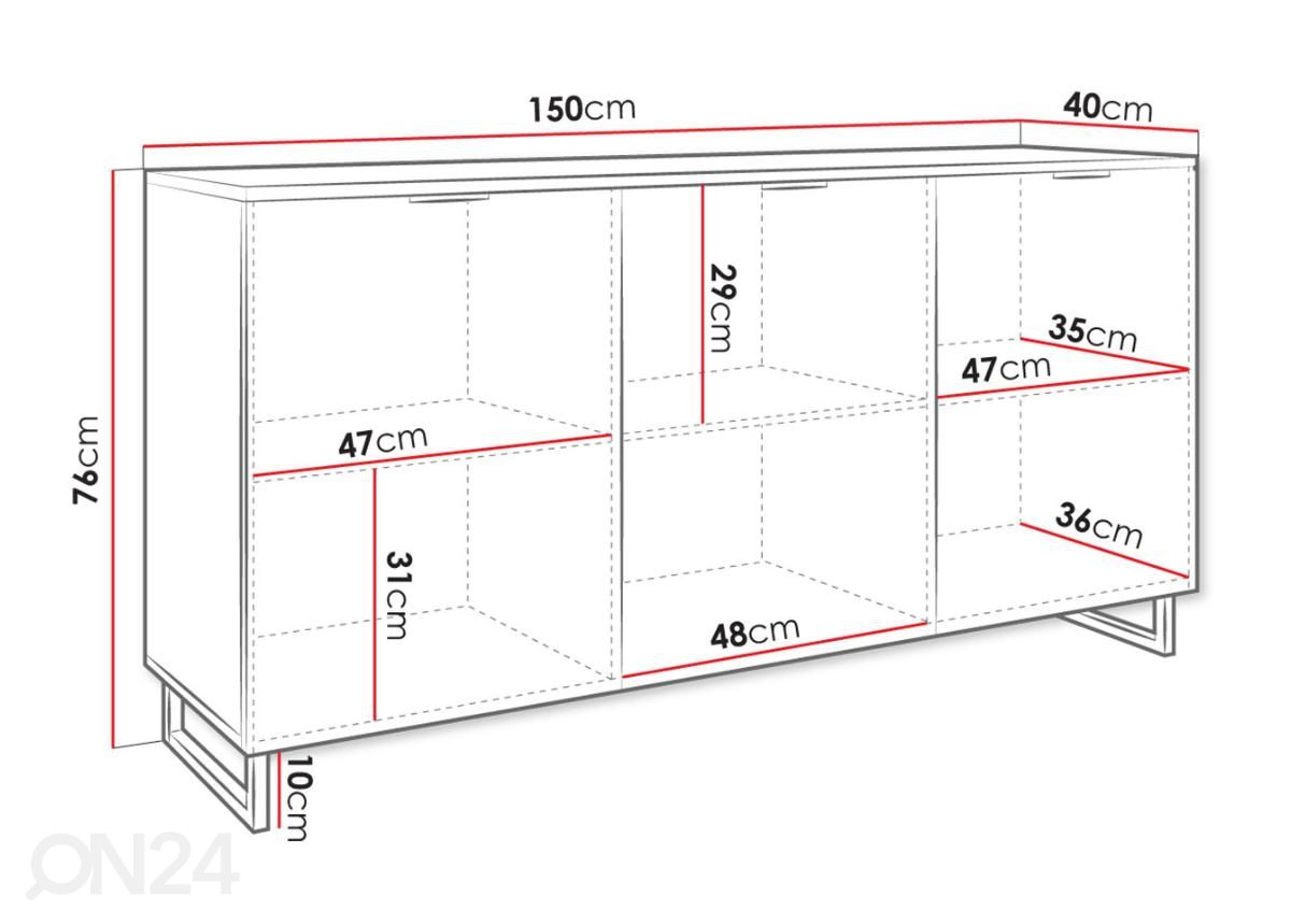 Lipasto Telani 150 cm kuvasuurennos mitat