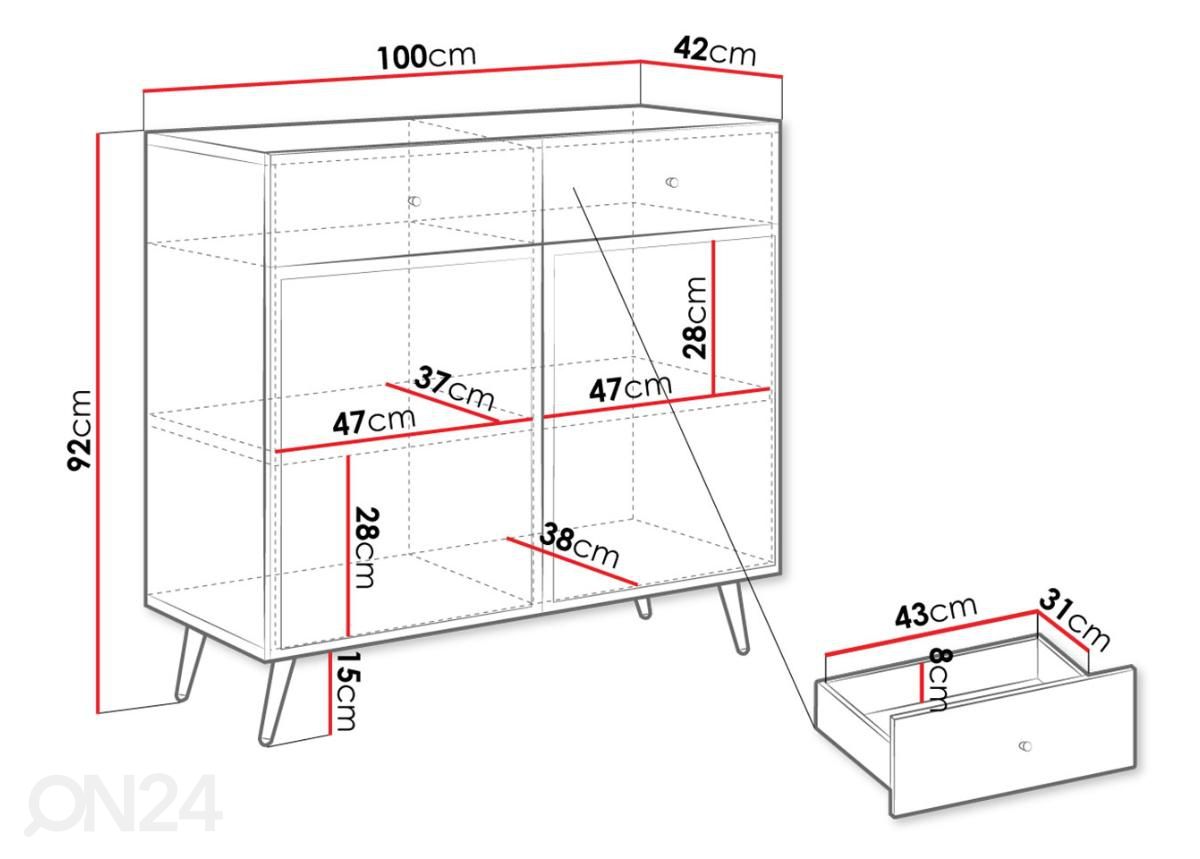 Lipasto Temerra 100 cm kuvasuurennos mitat