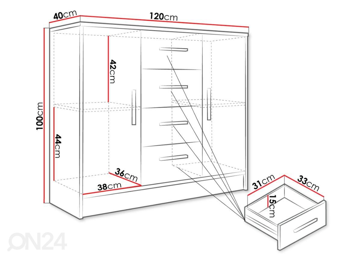 Lipasto Tokyo 120 cm kuvasuurennos mitat