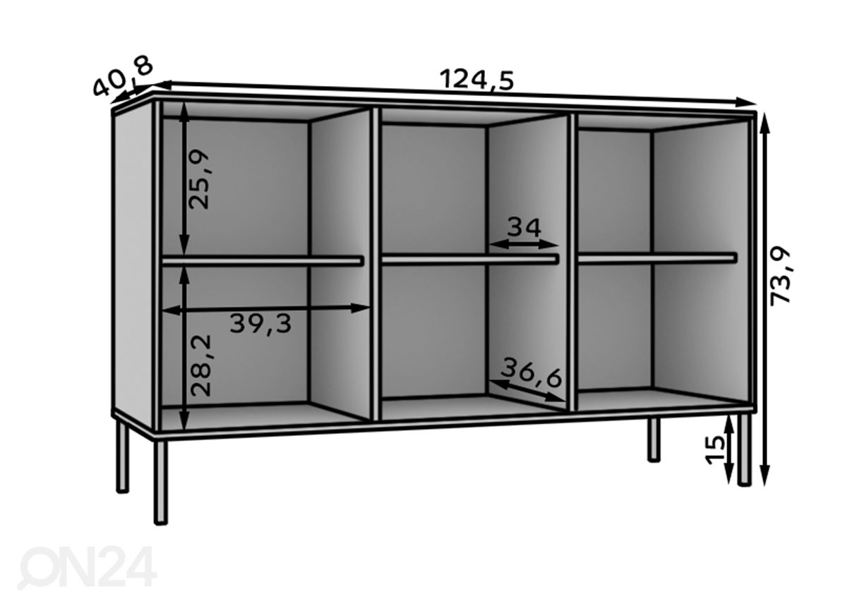 Lipasto Torun 124,5 cm kuvasuurennos mitat