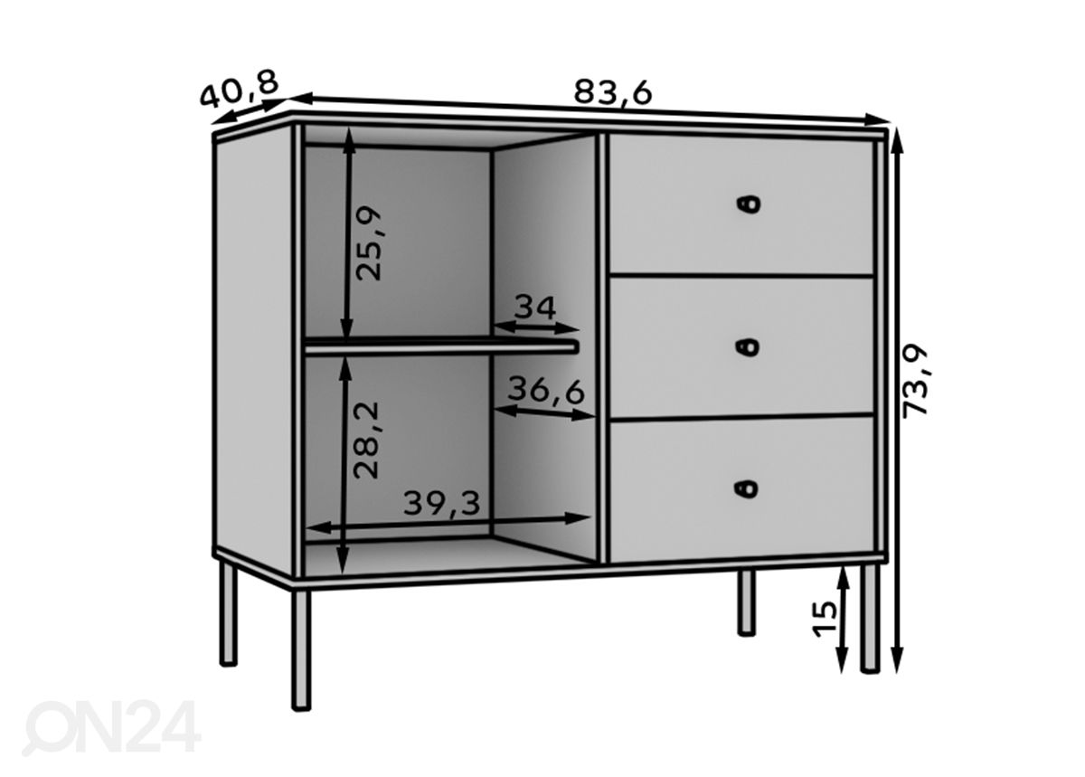 Lipasto Torun 83,6 cm kuvasuurennos mitat