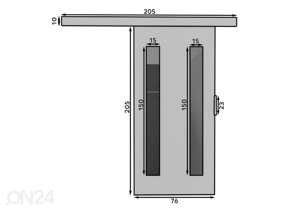 Liukuovi 76 cm kuvasuurennos mitat