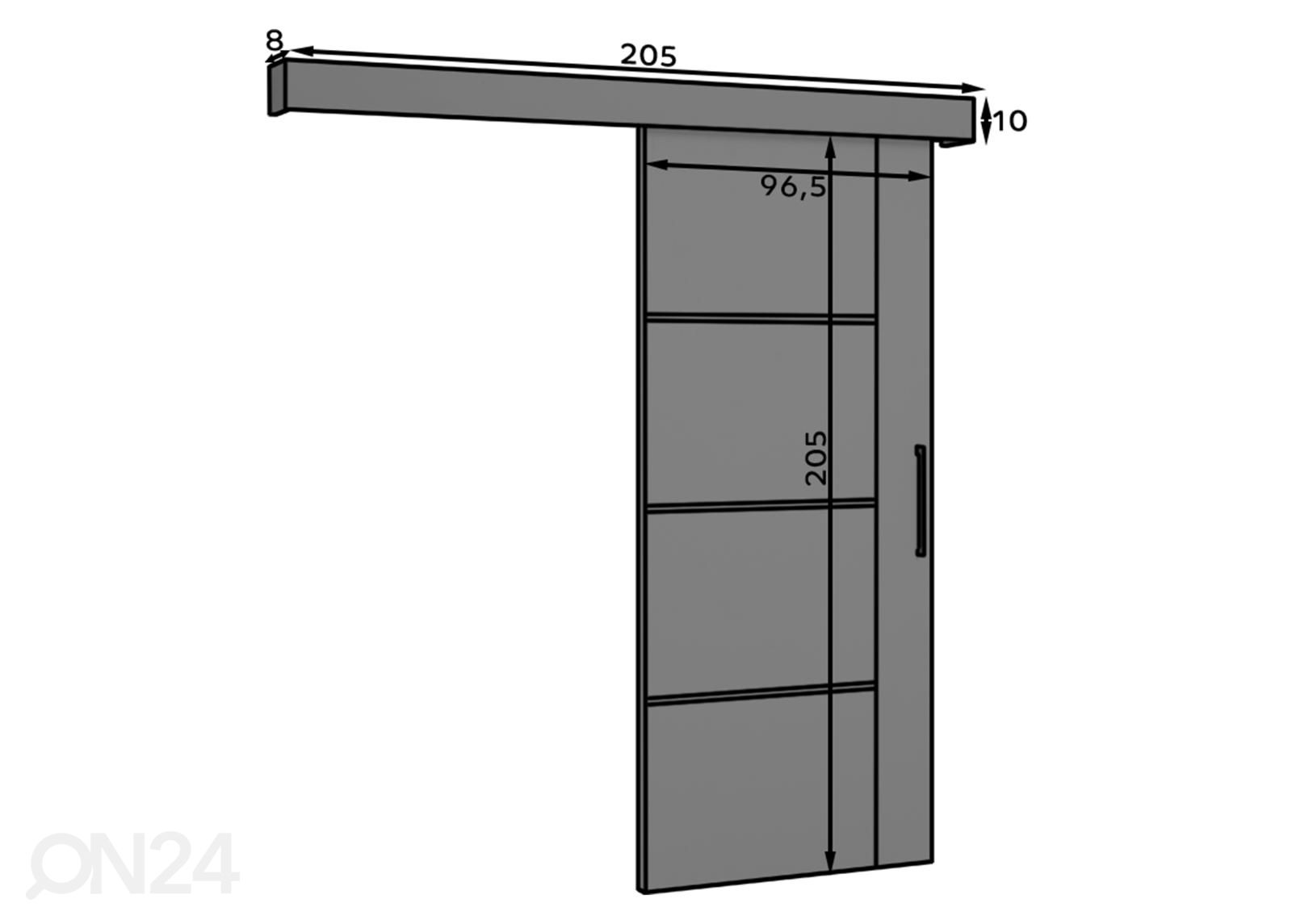 Liukuovi Aosta 96,5 cm kuvasuurennos mitat