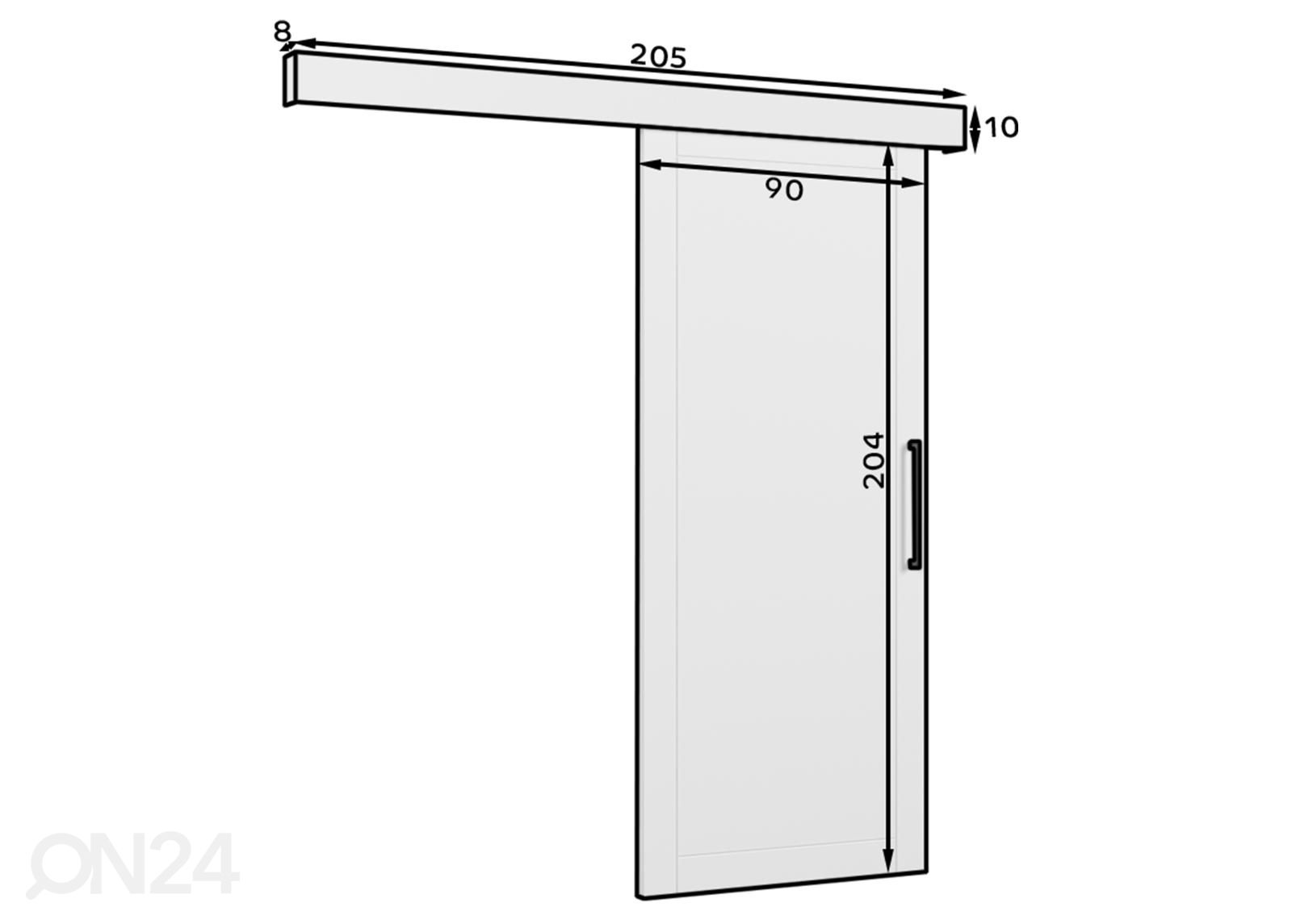 Liukuovi Sligo 90 cm, stopparilla kuvasuurennos mitat