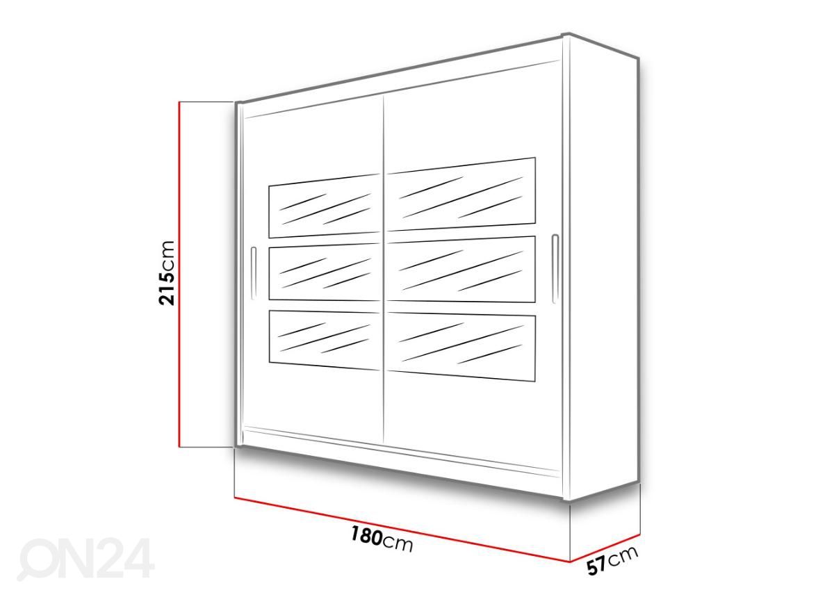 Liukuovikaappi 180 cm + LED kuvasuurennos mitat