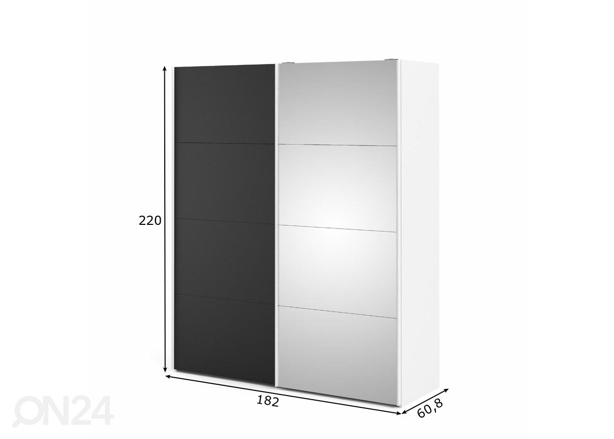 Liukuovikaappi Firenze 182 cm kuvasuurennos mitat