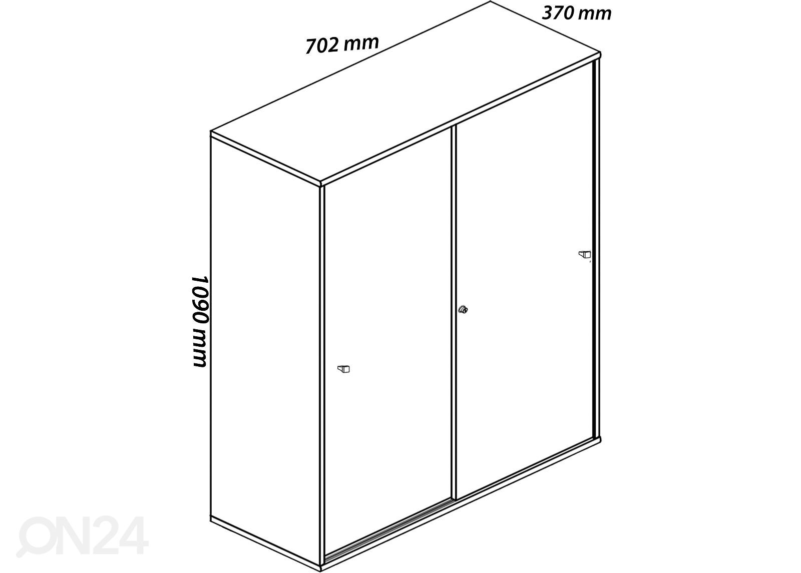 Liukuovinen toimistokaappi Lona XL 70 cm kuvasuurennos mitat
