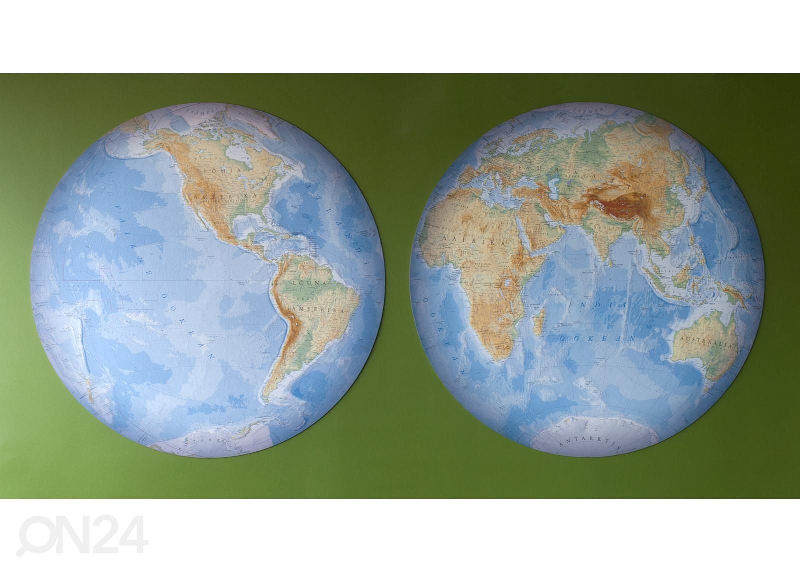 Maapallon puoliskot, maailmankartta kuvasuurennos