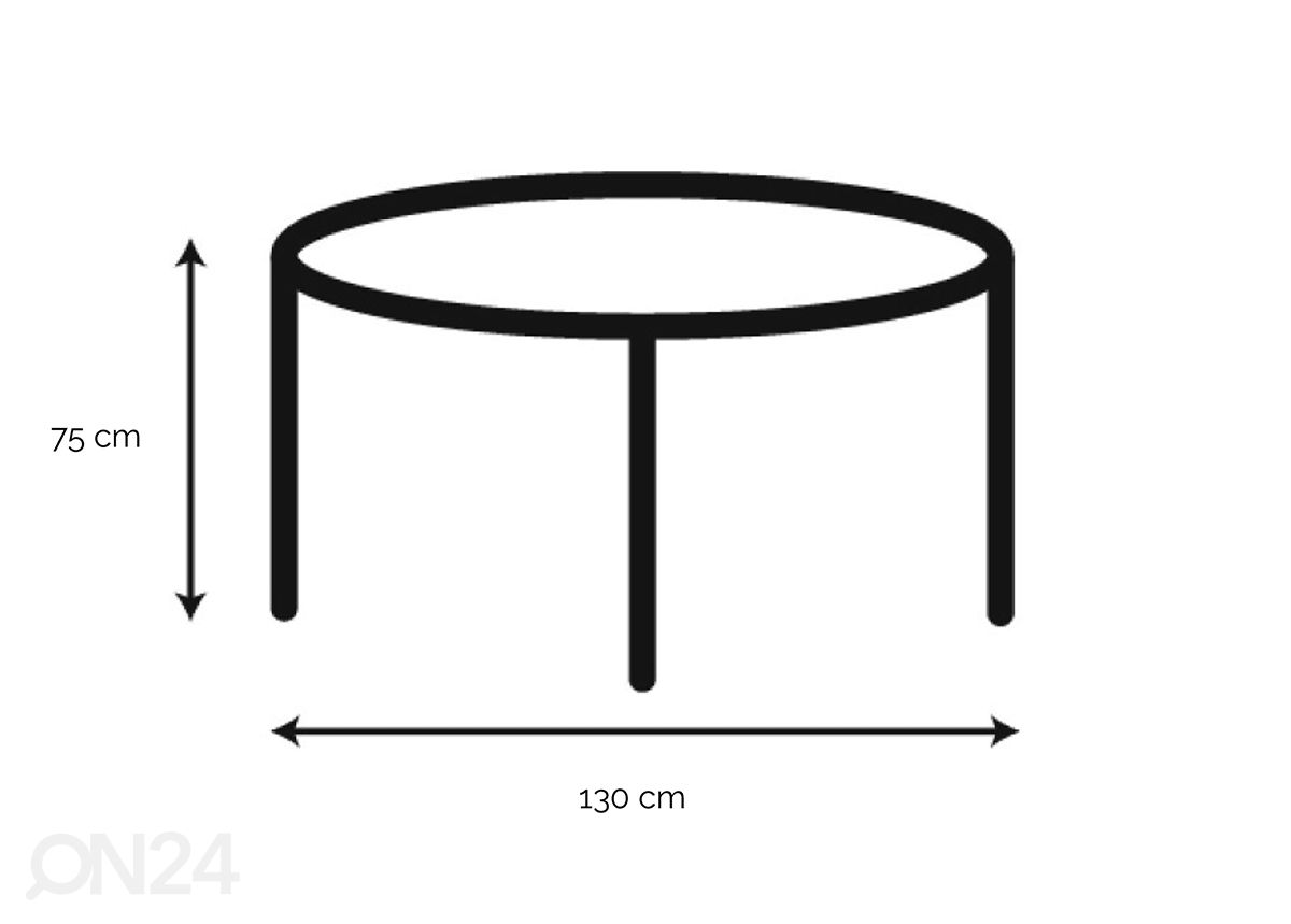 Marmori ruokapöytä Nex Ø 130 cm kuvasuurennos mitat