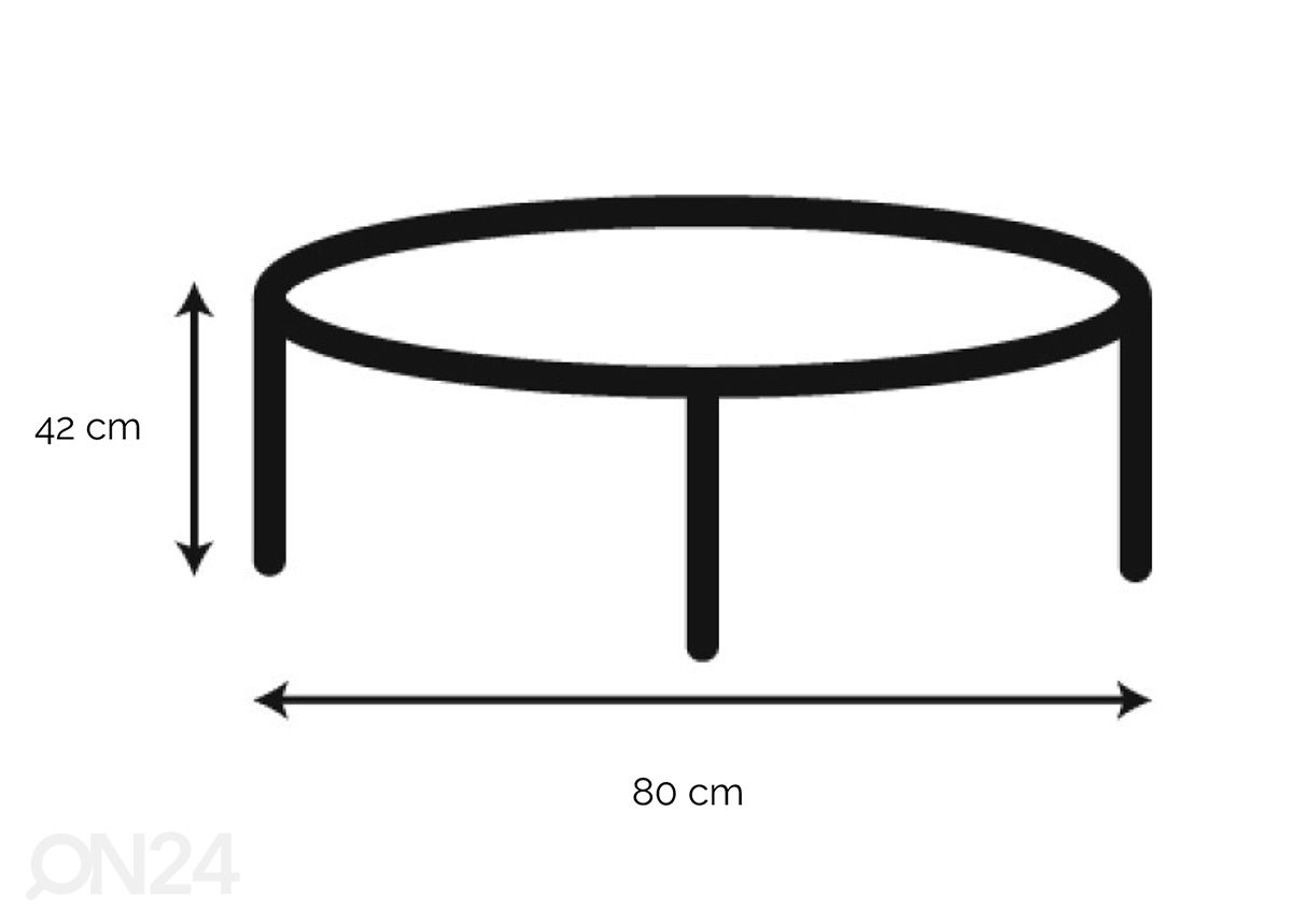 Marmori sohvapöytä Nex Ø 80 cm kuvasuurennos mitat