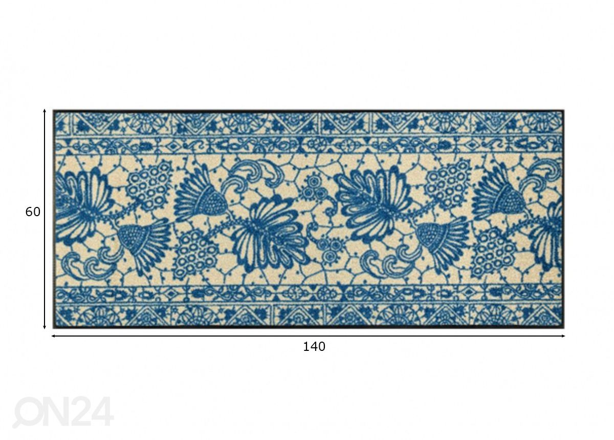 Matto Blue Poetry 60x140 cm kuvasuurennos mitat