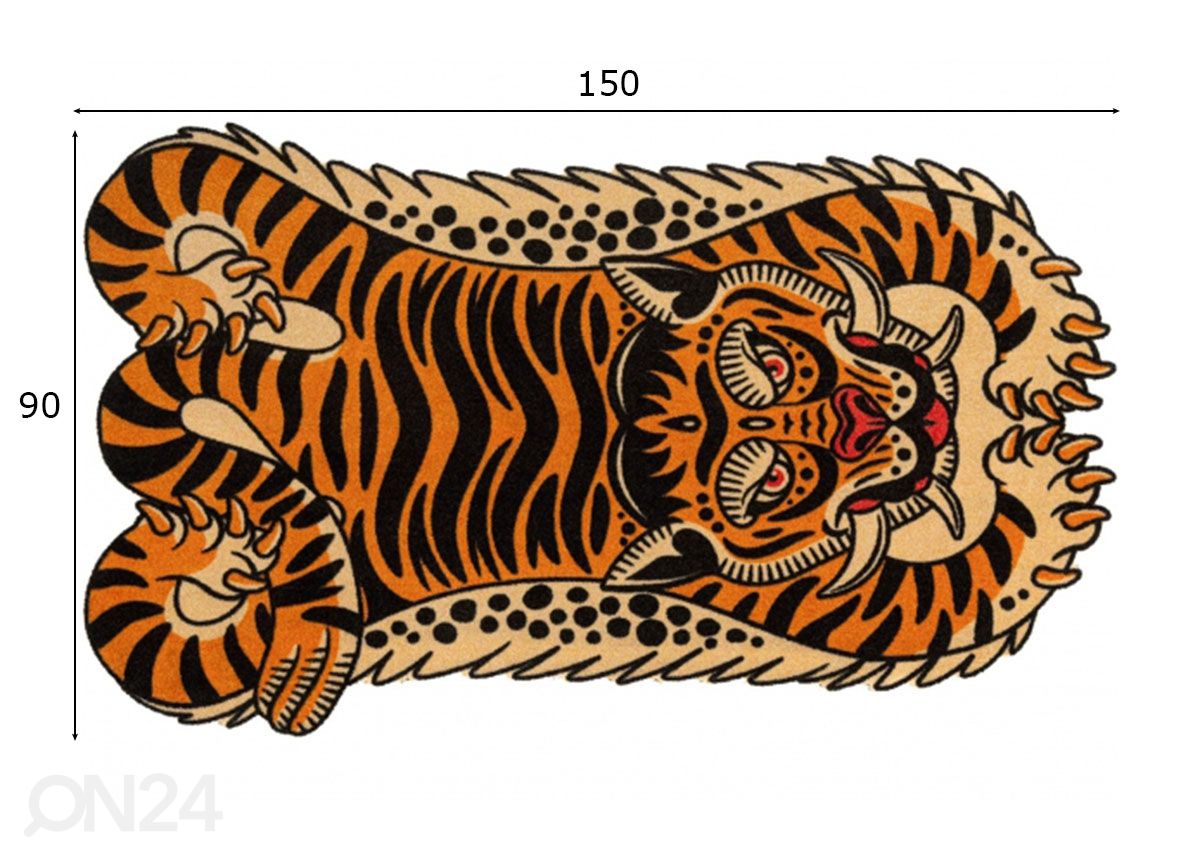 Matto Dragon Tiger 90x150 cm kuvasuurennos mitat