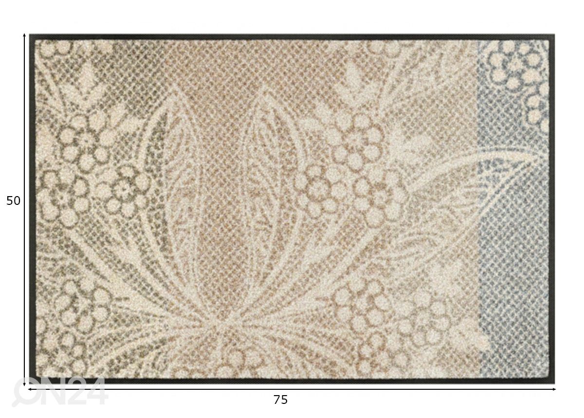 Matto Floral Lace 50x75 cm kuvasuurennos mitat