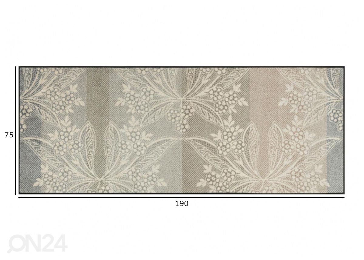 Matto Floral Lace 75x190 cm kuvasuurennos mitat