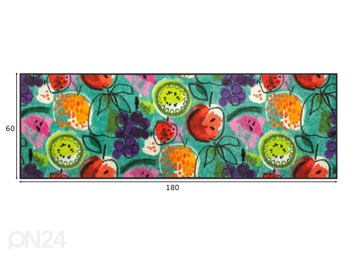 Matto Fruit Fiesta 60x180 cm kuvasuurennos mitat