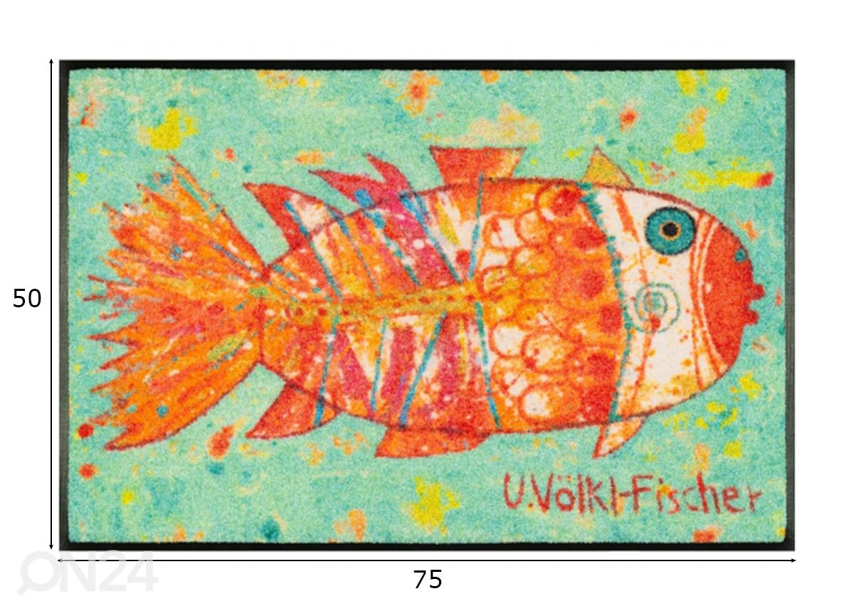 Matto Funky Fish 50x75 cm kuvasuurennos mitat