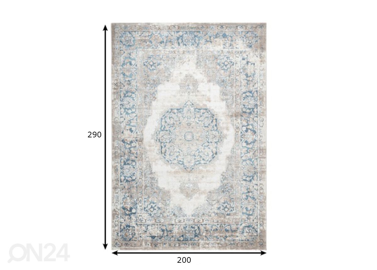 Matto Pierre Cardin Paris Blue 200x290 cm kuvasuurennos mitat