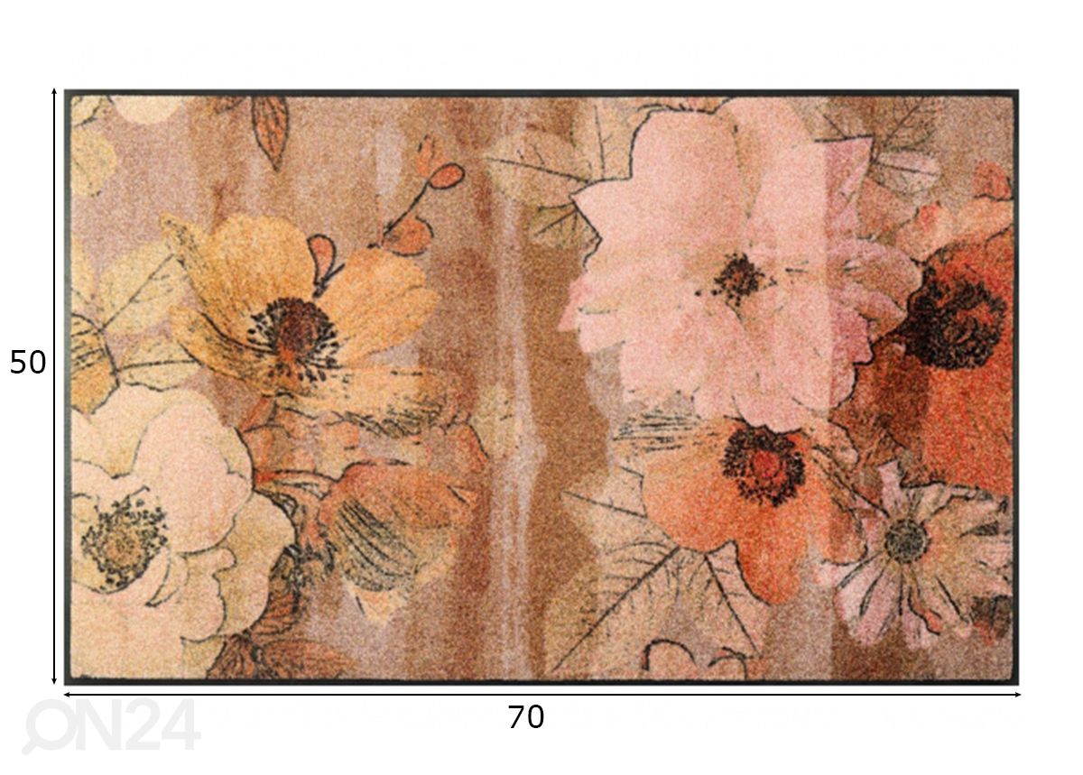 Matto Retro Roses 50x75 cm kuvasuurennos mitat