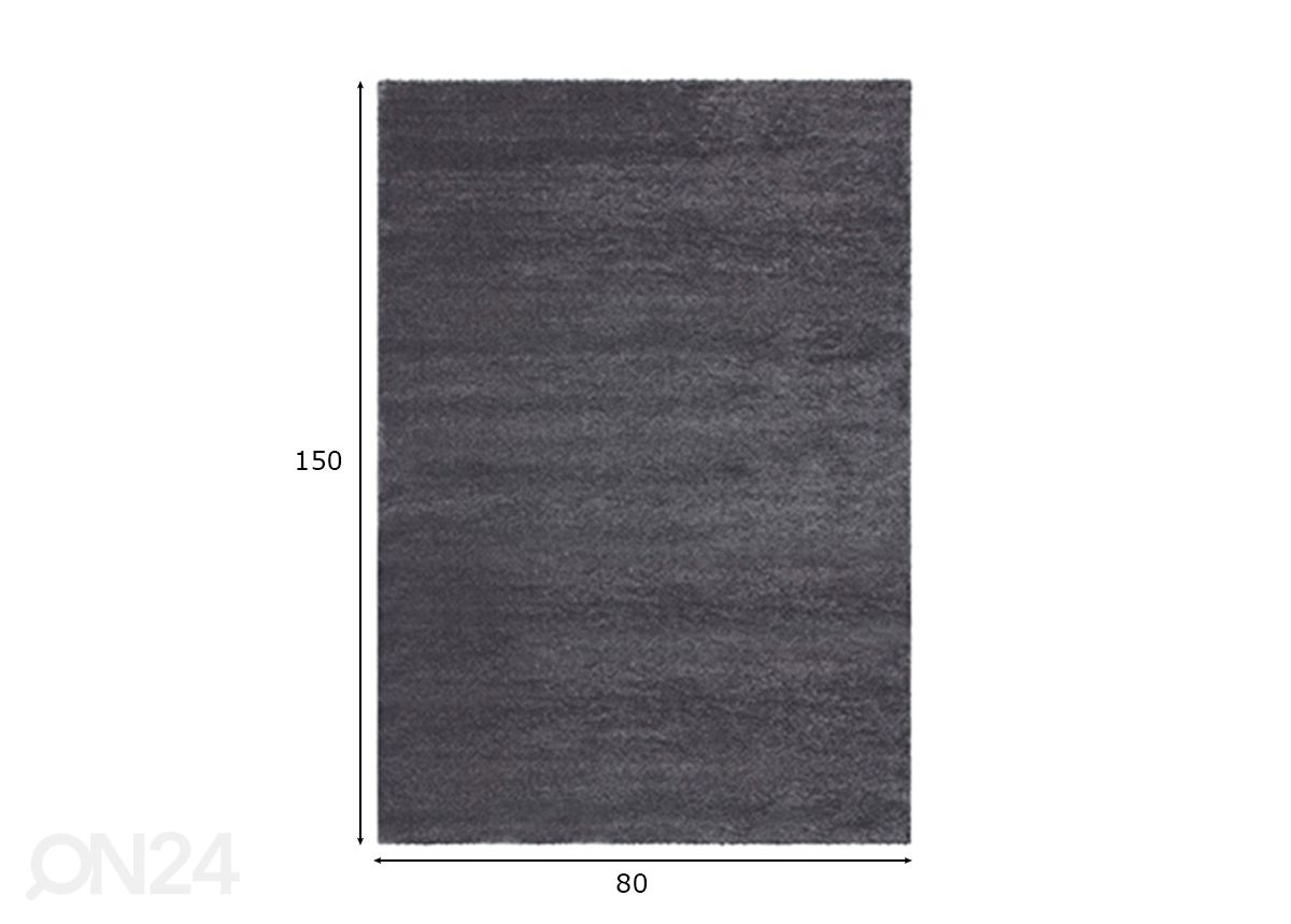Matto Soft Touch Grey 80x150 cm kuvasuurennos mitat