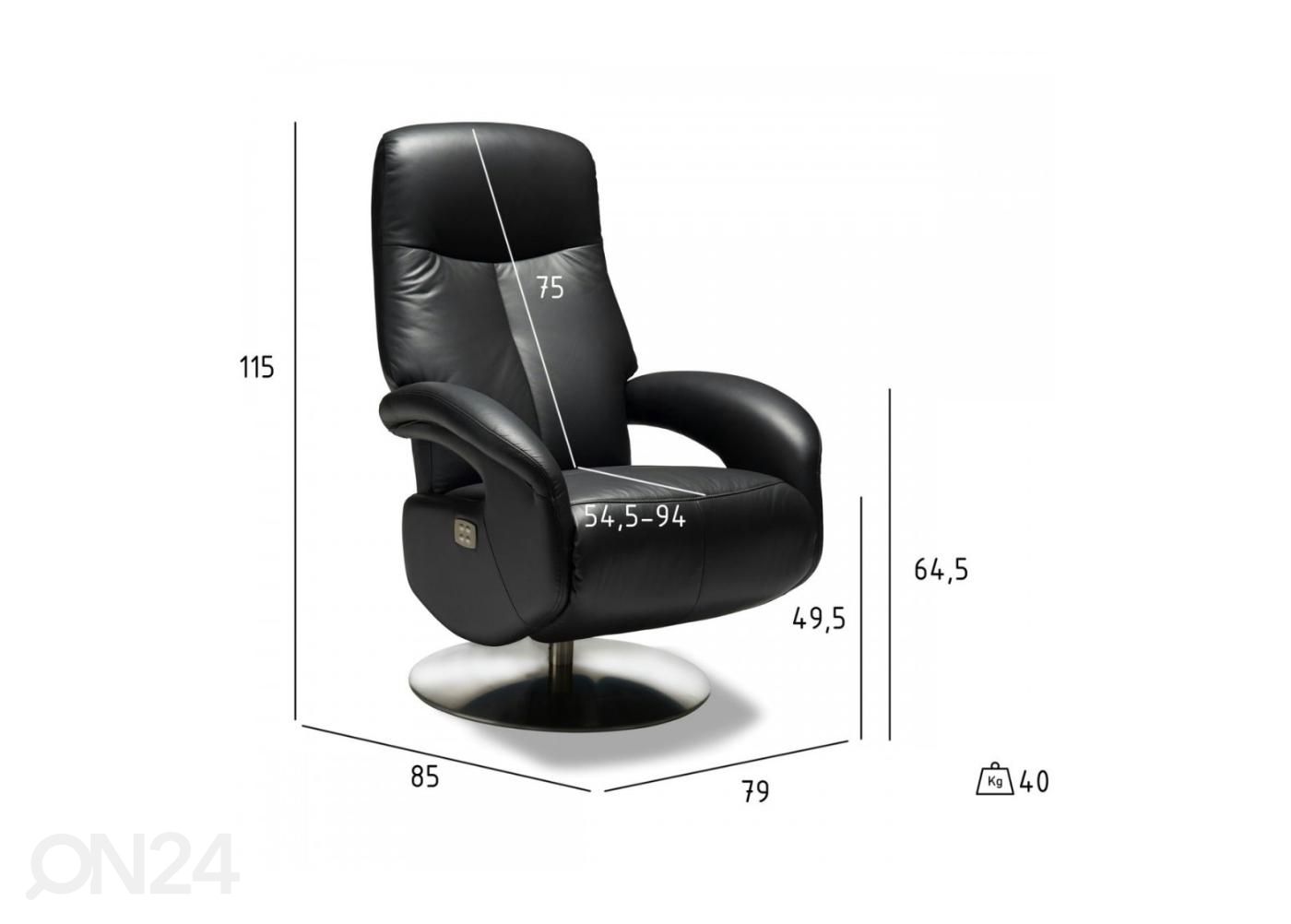 Mekanismituoli Bull recliner kuvasuurennos mitat