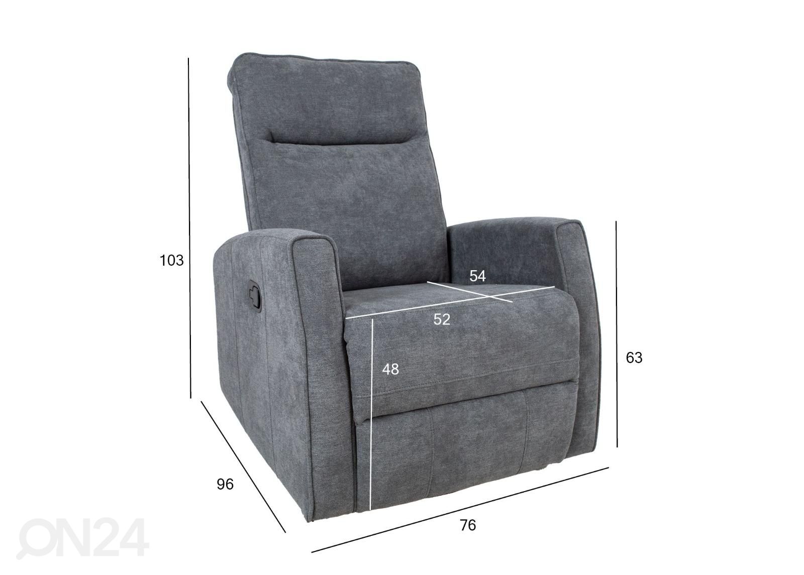 Mekanismituoli Eddy Recliner kuvasuurennos mitat