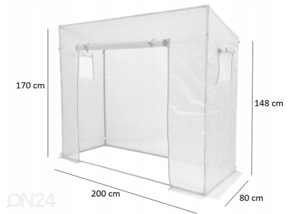 Minikasvihuone 200x77x168/146 cm kuvasuurennos mitat