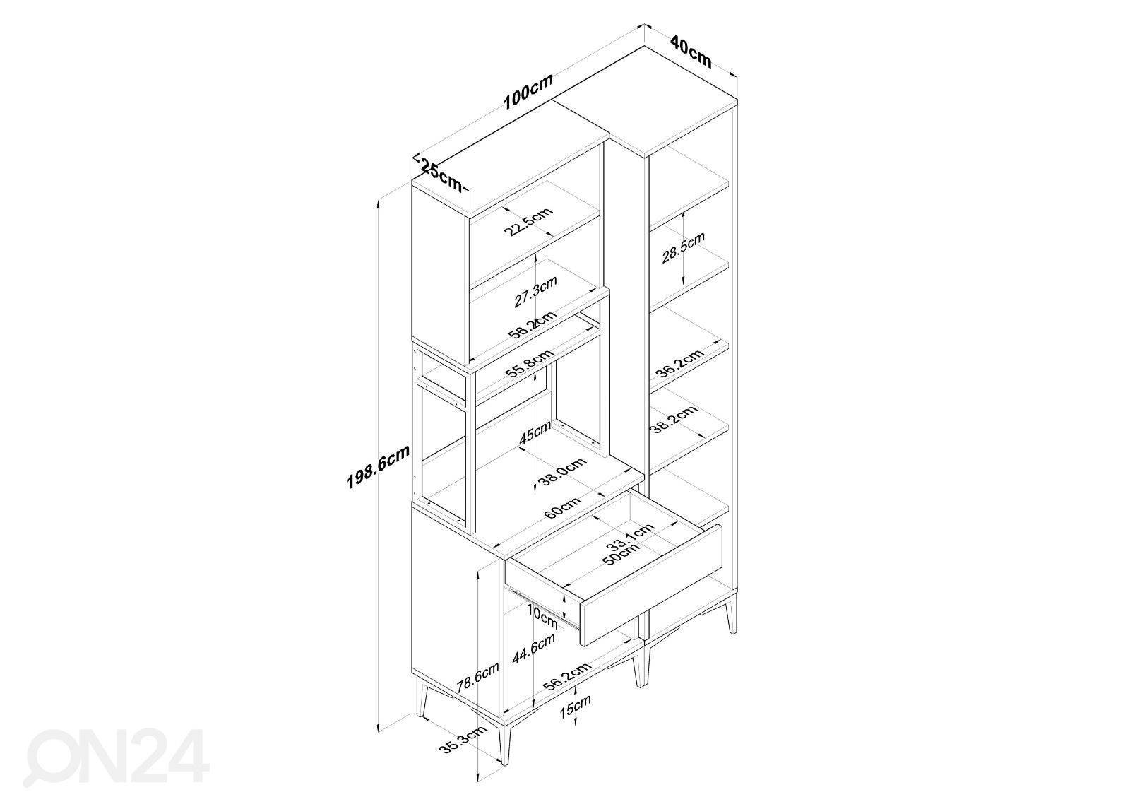 Minikeittiö / keittiön kaappi Yes 100 cm kuvasuurennos mitat