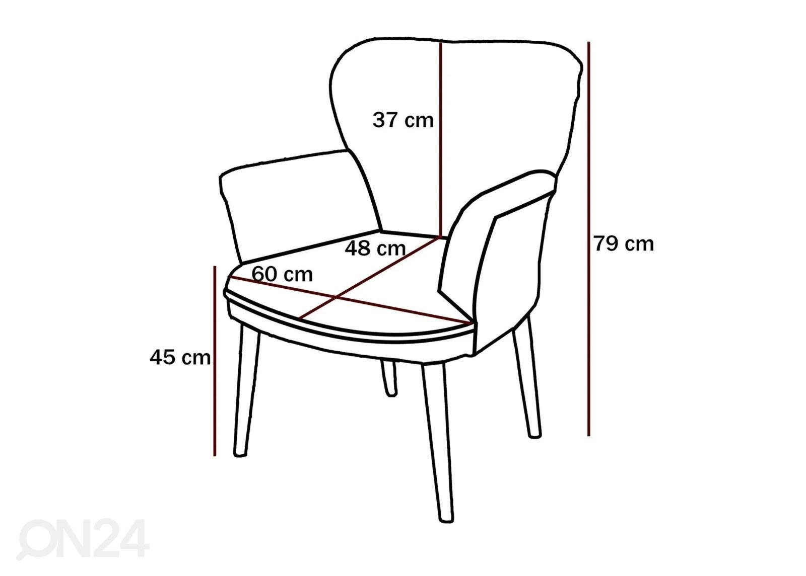 Nojatuoli Lora kuvasuurennos mitat