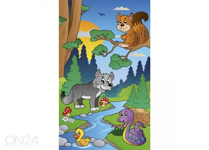 Non-woven kuvatapetti Animals and forest 150x250 cm kuvasuurennos