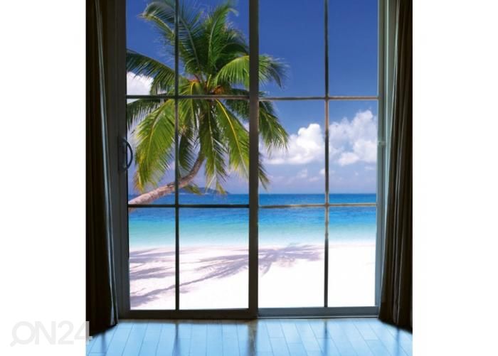 Non-woven kuvatapetti Beach window view 225x250 cm kuvasuurennos