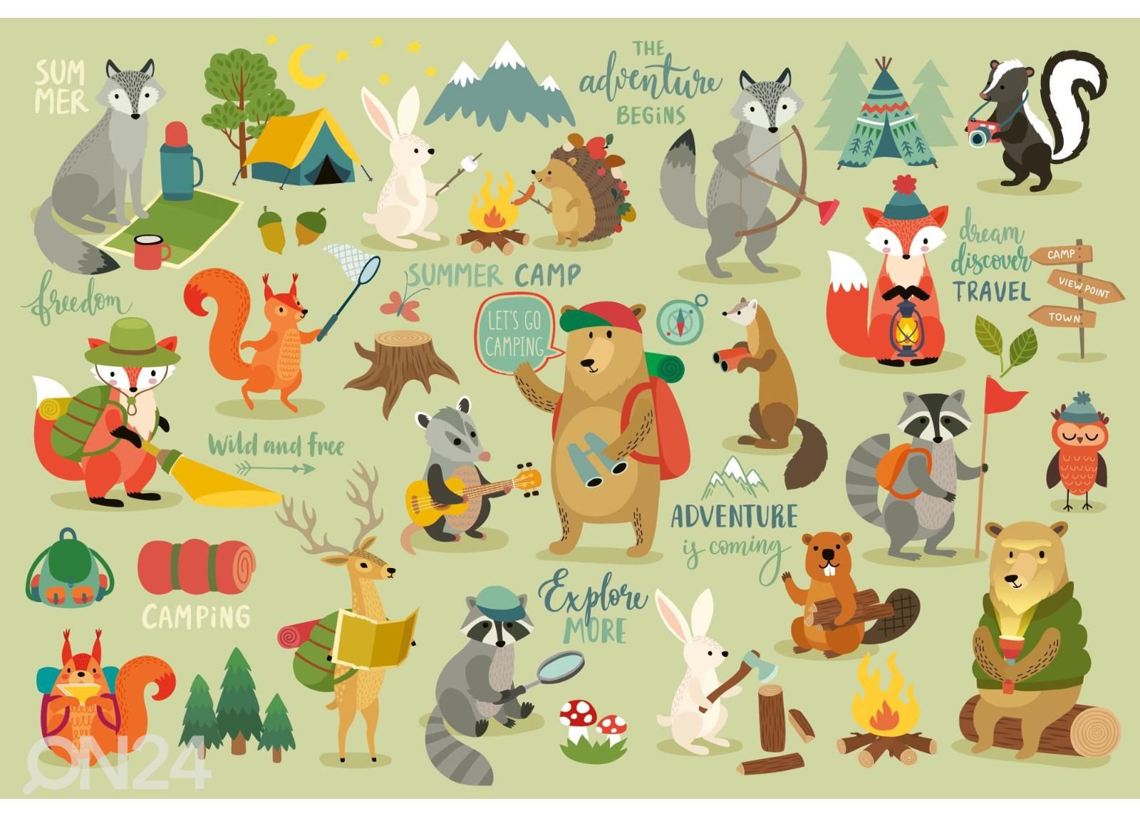 Non-woven kuvatapetti Camping Animals kuvasuurennos