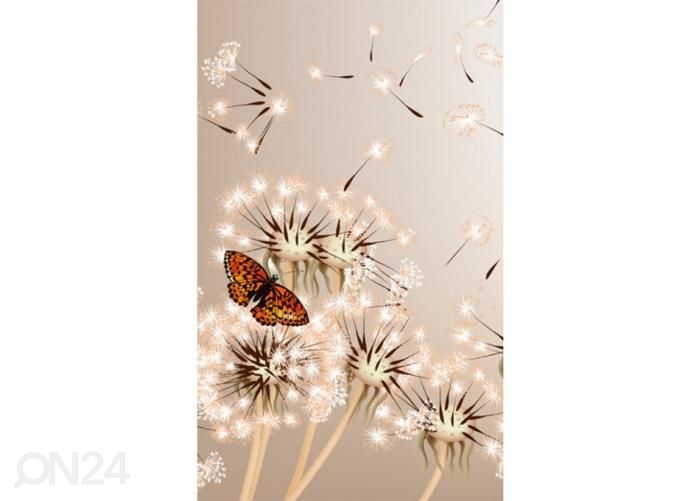 Non-woven kuvatapetti Dandelions and butterfly 150x250 cm kuvasuurennos