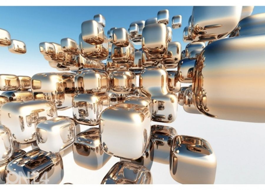 Non-woven kuvatapetti Silver cubes 150x250 cm kuvasuurennos