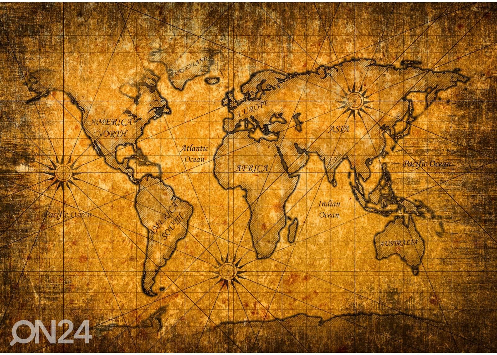 Non-woven kuvatapetti Vintage World Map Ii kuvasuurennos