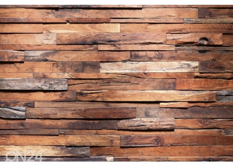 Non-woven kuvatapetti Wooden wall 150x250 cm kuvasuurennos
