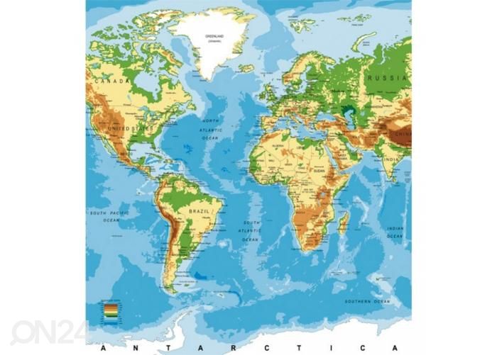 Non-woven kuvatapetti World map 225x250 cm kuvasuurennos