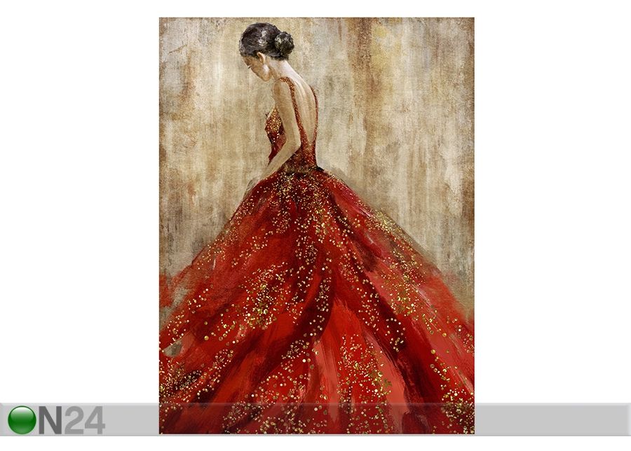 Öljymaalaus Nainen punaisessa 60x80 cm kuvasuurennos