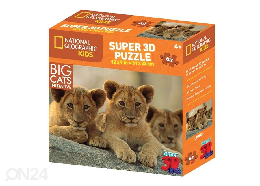 Palapeli 3D Afrikan leijonat 63 osaa kuvasuurennos