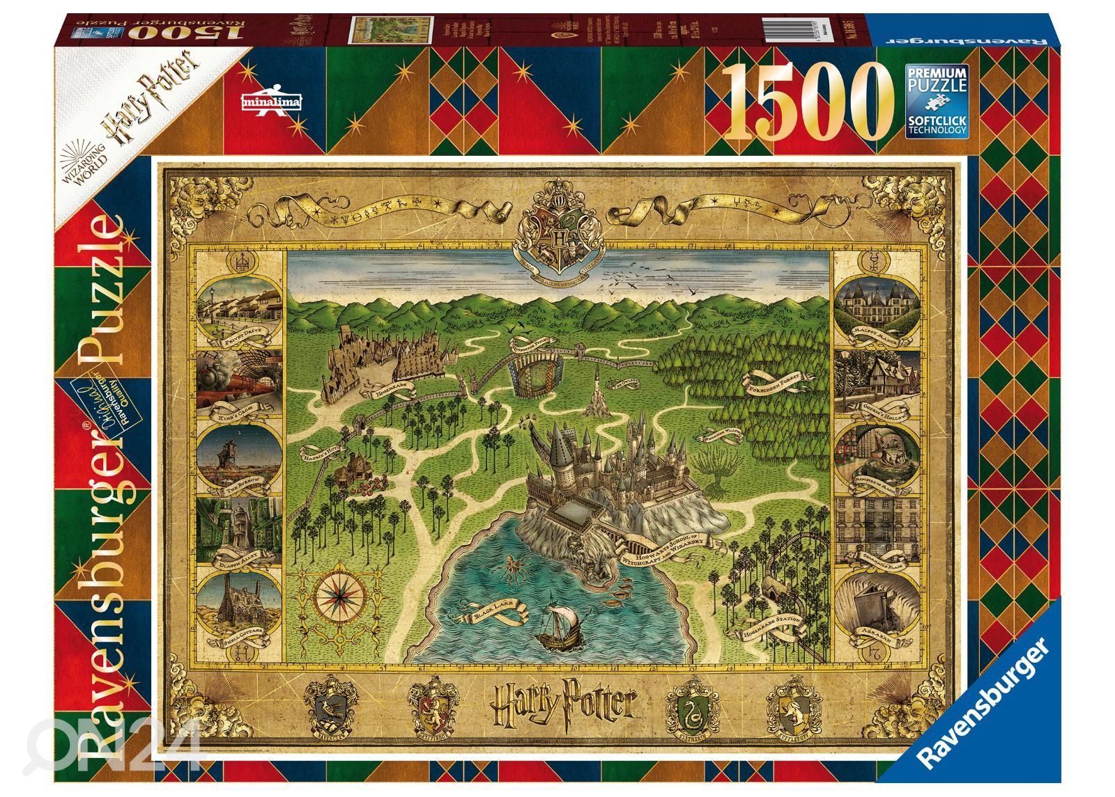 Palapeli Ravensburger Harry Potter Tylypahkan kartta 1500 palaa kuvasuurennos