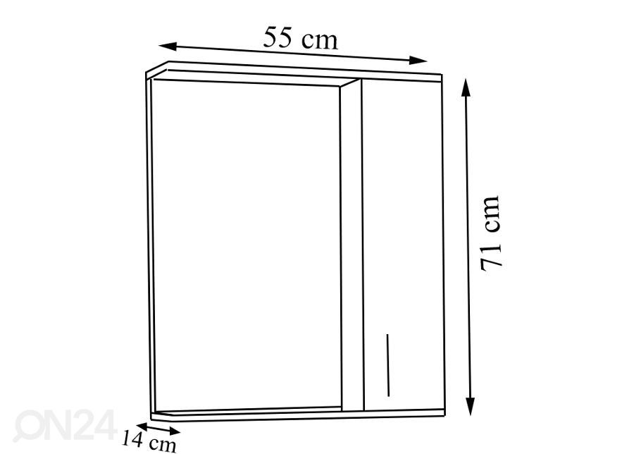 Peilikaappi Lisalo L h71x55 cm kuvasuurennos mitat