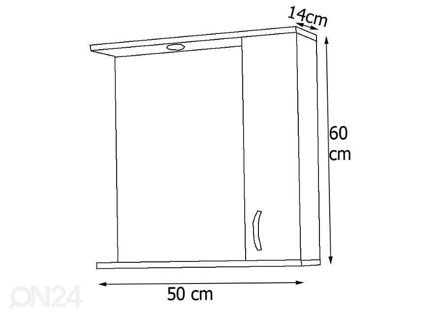 Peilikaappi Lisalo M h60x50 cm kuvasuurennos mitat