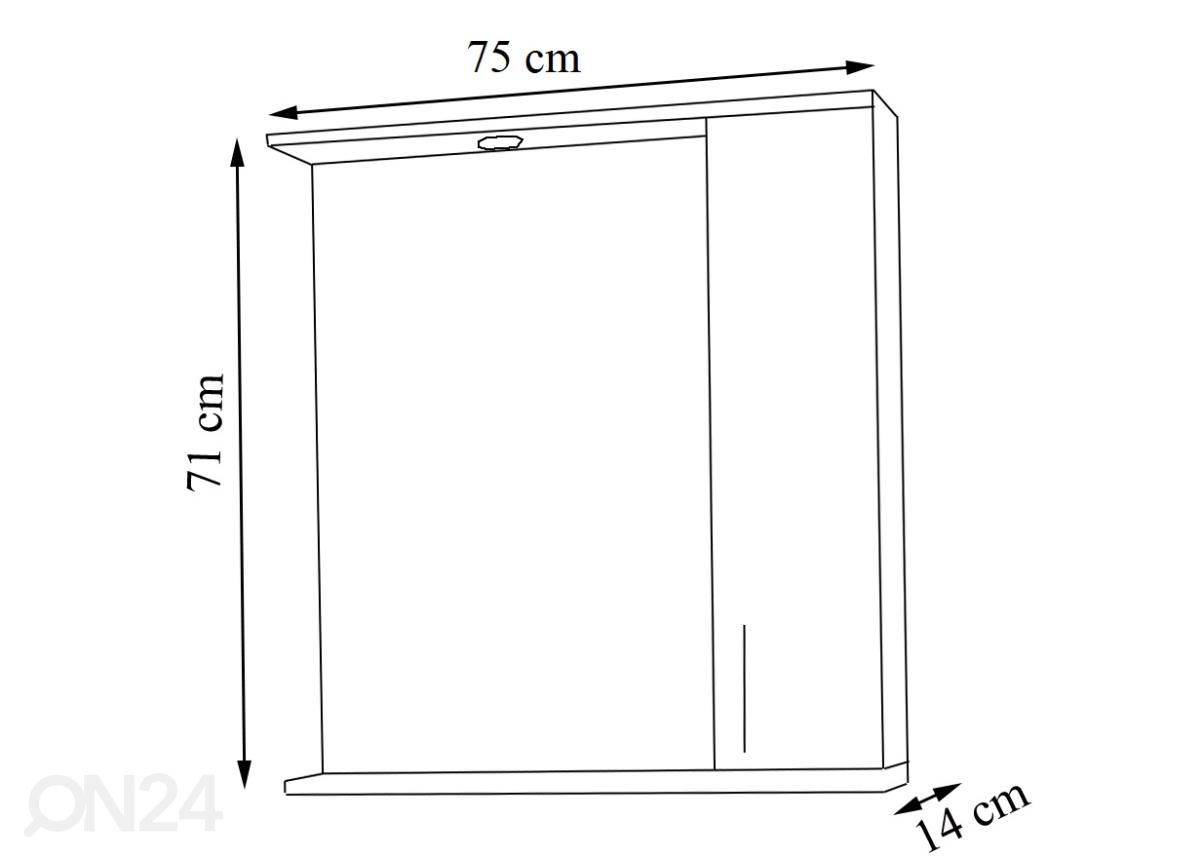 Peilikaappi Lisalo XL h71x75 cm kuvasuurennos mitat