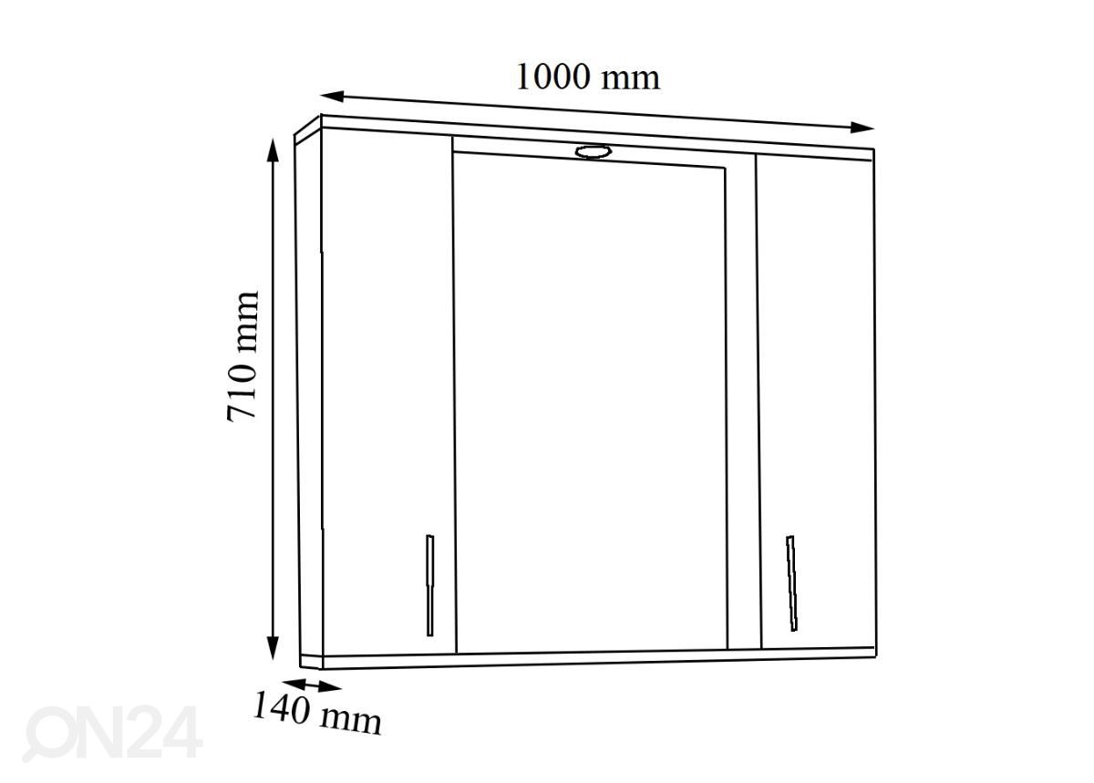 Peilikaappi Silora XL 100 cm kuvasuurennos mitat