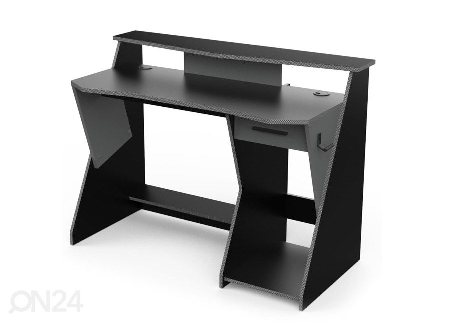Pelipöytä / tietokonepöytä Skin, musta/ tummanharmaa kuvasuurennos