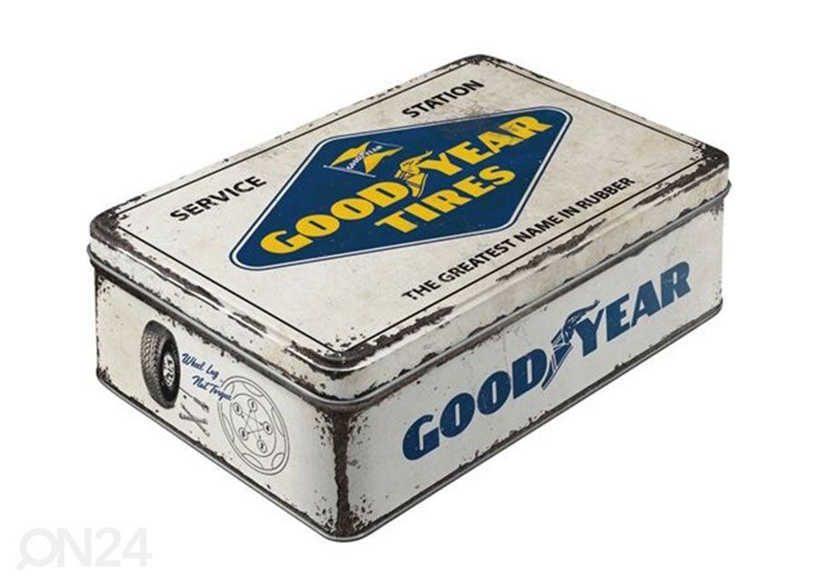 Peltipurkki 3D Goodyear logo kuvasuurennos