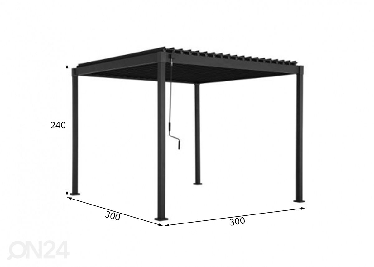 Pihakatos Mirador-80 3x3 m kuvasuurennos mitat