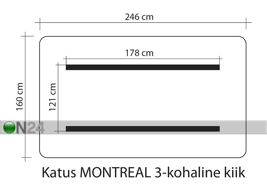 Pihakeinun katos Montreal 3 160x246 cm kuvasuurennos mitat