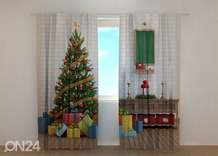 Pimennysverho Christmas Tree with Gifts 240x220 cm kuvasuurennos